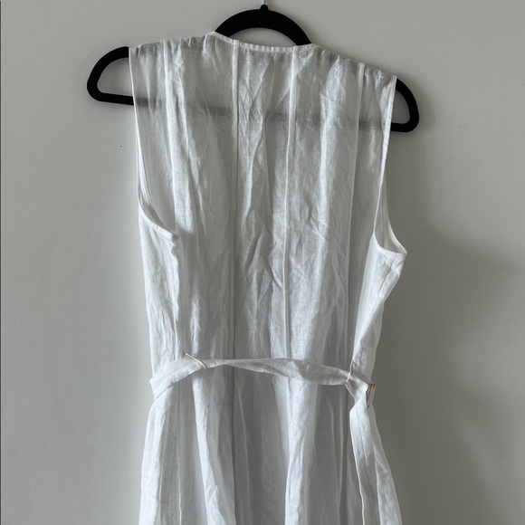 J. Crew White Seamed Linen Midi Dress with Removable Belt Size L - Picture 12 of 12